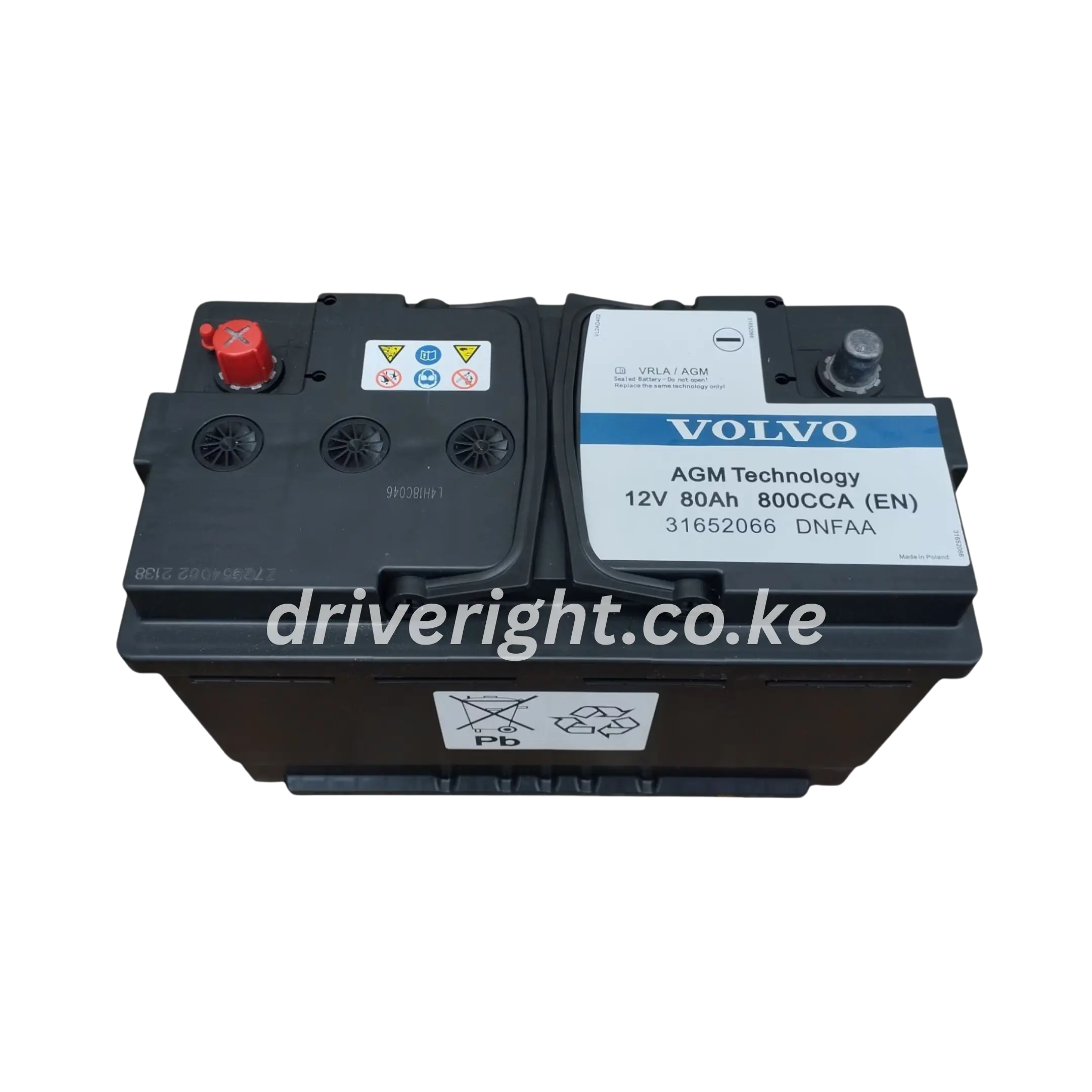 VOLVO AGM 80 12V 80Ah 800CCA OEM battery | DriveRight Supplies KE